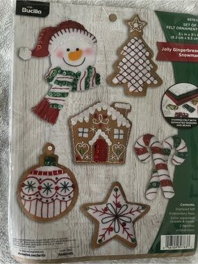 Bucilla Jolly Gingerbread Felt Ornament Set - Red, Green, White